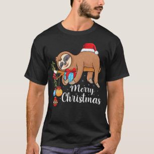 Merry Slothmas Cute Xmas Sloth Santa Hat Christmas T-Shirt