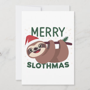 Merry Slothmas Funny Lazy Animal Holiday Card