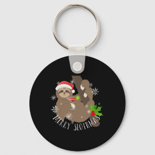 Merry Slothmas Funny Sloth Christmas Gift Keychain
