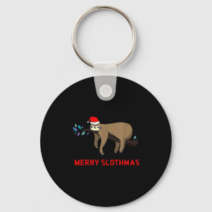 Merry Slothmas Funny Sloth Christmas  Keychain