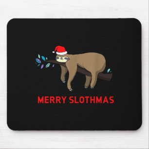 Merry Slothmas Funny Sloth Christmas Mouse Pad