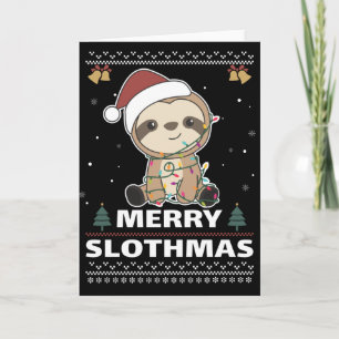 Merry Slothmas Funny Sloth Christmas Pun Card