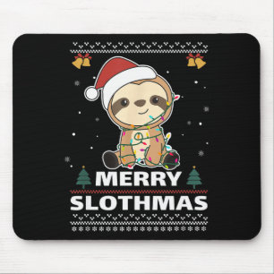 Merry Slothmas Funny Sloth Christmas Pun  Mouse Pad