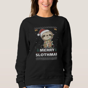 Merry Slothmas Funny Sloth Christmas Pun Sweatshirt