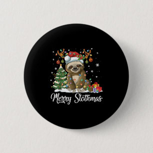 Merry Slothmas Funny Sloth Christmas Tree Lights X 2 Inch Round Button