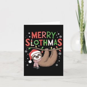 Merry Slothmas Santa Hat Pyjamas Sloth Lover Girls Card