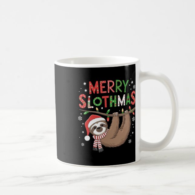 Merry Slothmas Santa Hat Pyjamas Sloth Lover Girls Coffee Mug (Right)