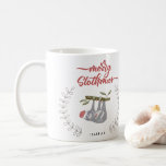 Merry Slothmas Sloth Inspired Personalized Holiday Coffee Mug<br><div class="desc">This cute "Merry Slothmas" Personalized Coffee Mug makes a great stocking stuffer or Secret Santa gift for the sloth lover in your life. And who doesn't love Sloths?</div>