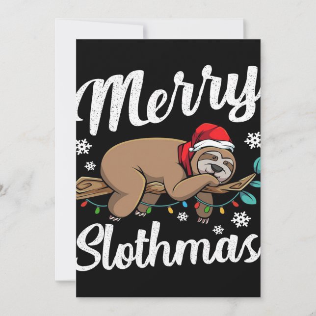 Merry Slothmas Sloth Lazy Holiday Card (Front)