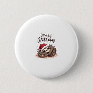 Merry Slothmas T Shirt Christmas Pajama for Sloth  2 Inch Round Button