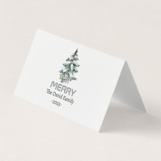 Merry Snow Watercolor Pine xmas botanical Tree