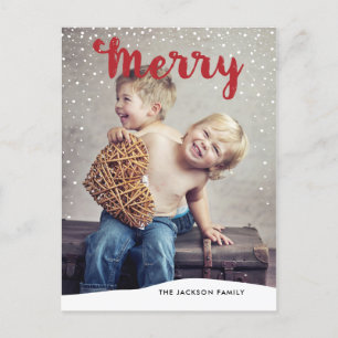 Merry Snowfall Collection Photo Postcard Red