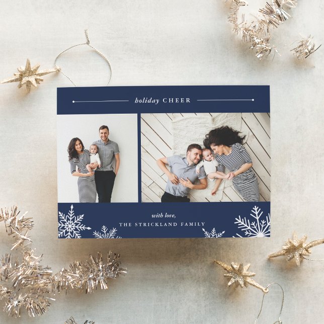 Merry Snowflake Holiday Photo Card | Navy (Creator Uploaded)