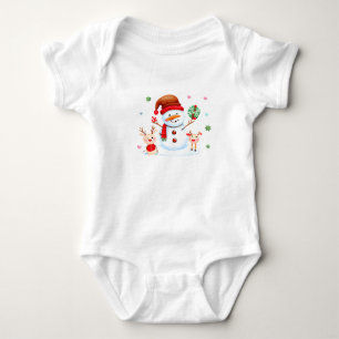 Merry Snowman and Bright Baby Reindeers Bodysuit