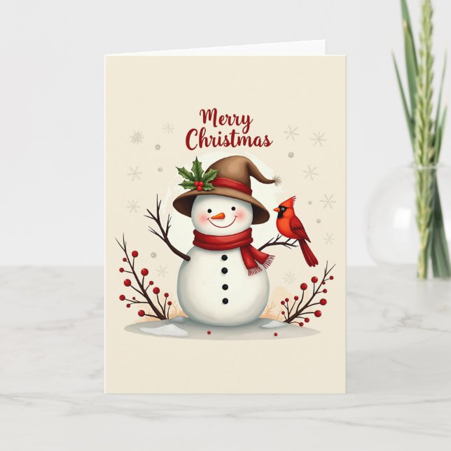 Merry Snowman Christmas Cards (Front)
