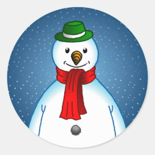 Merry Snowman Classic Round Sticker