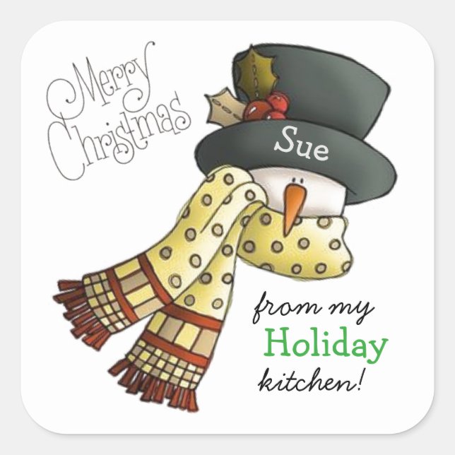 Merry Snowman Custom Holiday Baking Stickers (Front)