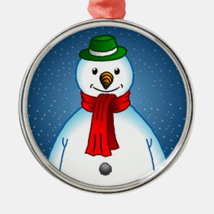 Merry Snowman Metal Ornament