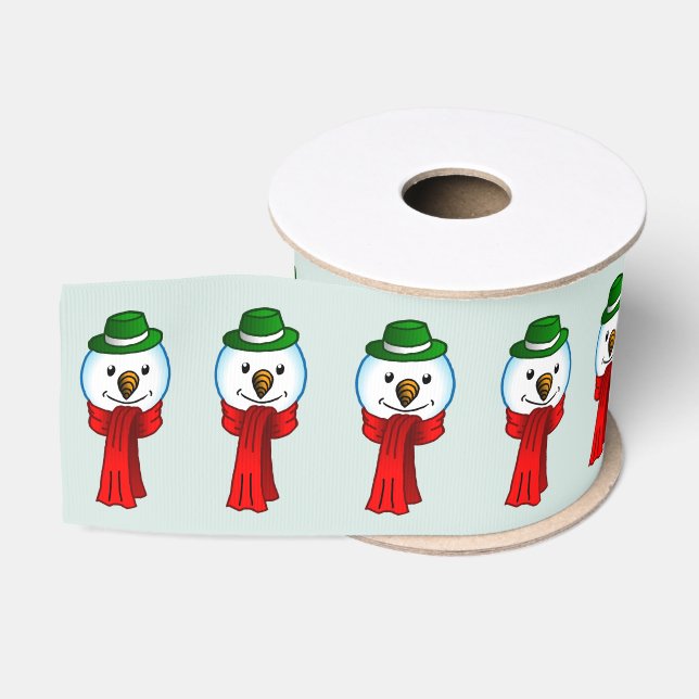 Merry Snowman with his Red Scarf Grosgrain Ribbon (Spool)