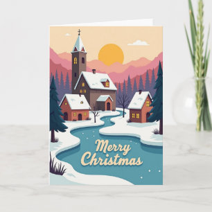 Merry Snowy Village Card