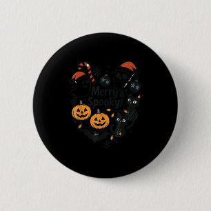 Merry Soky Halloween Christmas Cute Cats Pumpkins  2 Inch Round Button