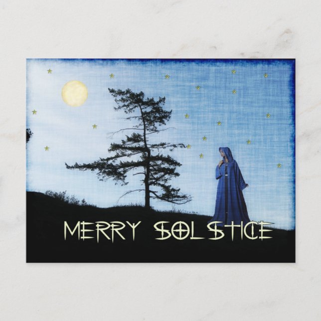 Merry Solstice Night Holiday Postcard (Front)