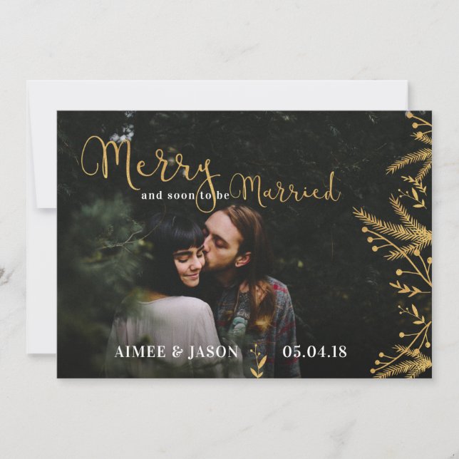 Merry Soon to be Married Christmas Save the Date (Front)