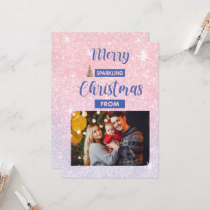 Merry Sparkling Christmas Family Greeting Card