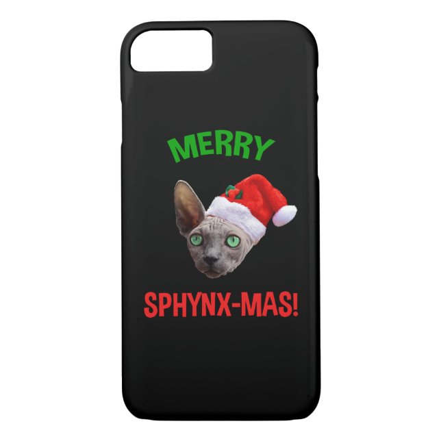 Merry Sphynx-Mas Funny Christmas Sphynx Cat Lover Case-Mate iPhone Case (Back)