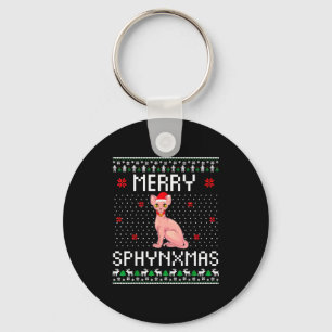 Merry Sphynxmas Sphynx Cat Lover Christmas Ugly Me Keychain