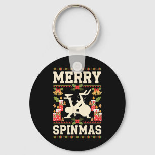 Merry Spinmas Spin-bike Ugly Christmas Xmas Party  Keychain