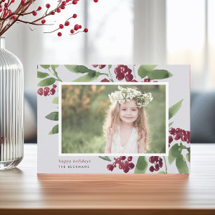 Merry Sprigs Happy Holidays Photo Holiday Card