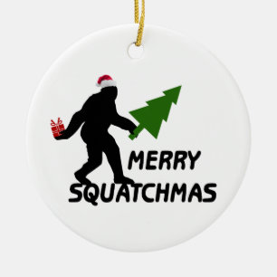 Merry Squatchmas Ceramic Ornament