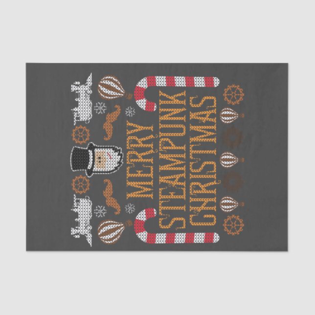 Merry Steampunk Christmas Ugly Xmas Tissue Paper (Front)