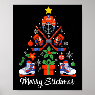 Merry Stickmas Funny Hockey Christmas For Players Poster