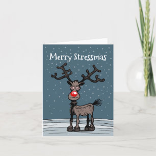 Merry Stressmas with Rudolph Christmas Card