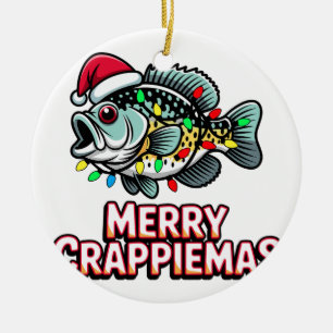 Merry Stripermas Striper Bass Fisherman Holiday Ceramic Ornament