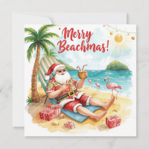 Merry Summer Holiday Santa at the beach 