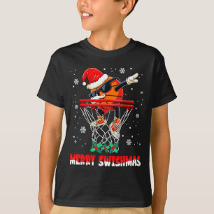 Merry Swishmas Basketball Funny Dabbing Basketball T-Shirt