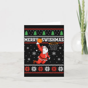 Merry Swishmas Basketball Snowman Christmas Ugly P Card