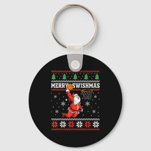 Merry Swishmas Basketball Snowman Christmas Ugly P Keychain