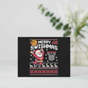 Merry Swishmas Basketball Ugly Christmas Xmas  Holiday Postcard