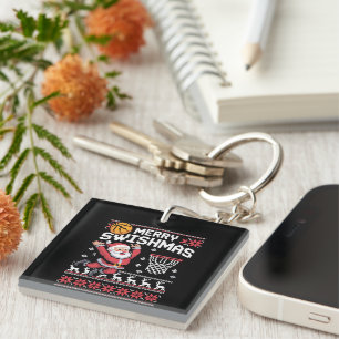 Merry Swishmas Basketball Ugly Christmas Xmas Keychain