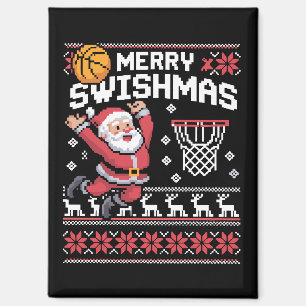 Merry Swishmas Basketball Ugly Christmas Xmas Magnet