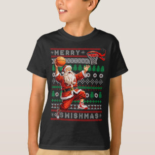 Merry Swishmas Basketball Ugly Christmas Xmas Men T-Shirt