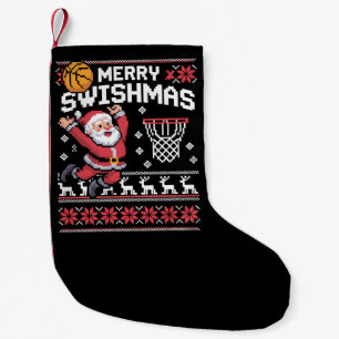 Merry Swishmas Basketball Ugly Christmas Xmas Small Christmas Stocking