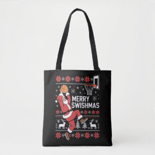 Merry Swishmas Basketball Ugly Christmas Xmas Tote Bag