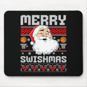 Merry Swishmas Basketball Xmas Ugly Christmas Men Mouse Pad
