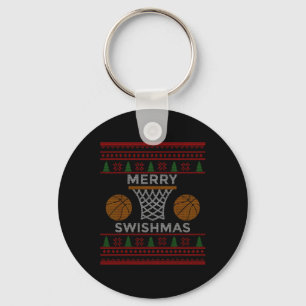 Merry Swishmas Bysketbyll Fun Cool Boy Christmas  Keychain