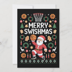 Merry Swishmas Christmas Santa Basketball Xmas Invitation